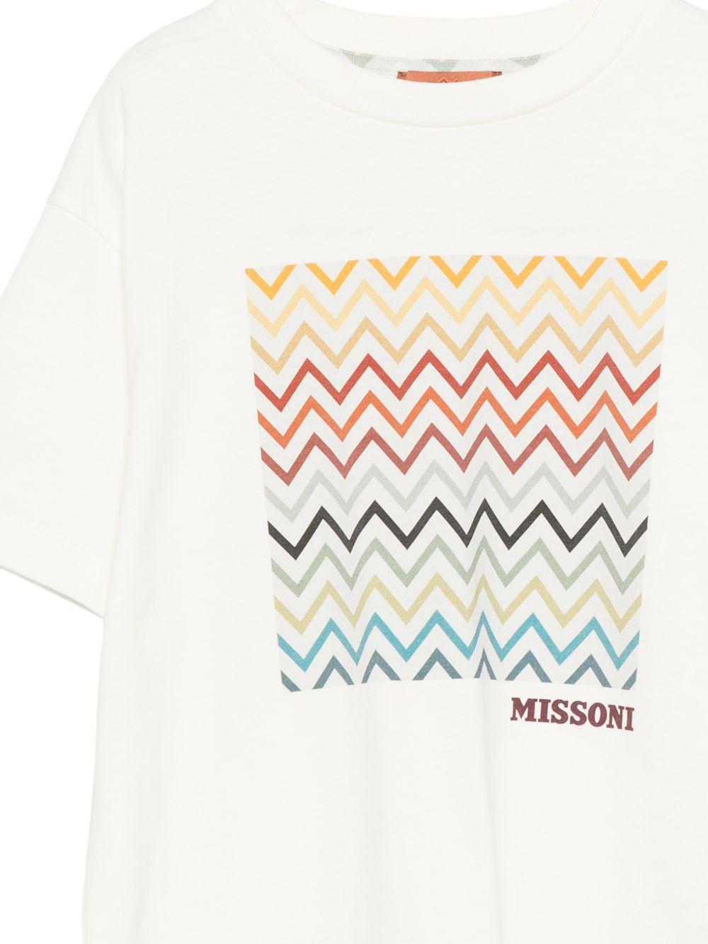 T-shirt per bambino Missoni Kids bianca con stampa zigzag MZ8H11 Z3672 102 MISSONI KIDS