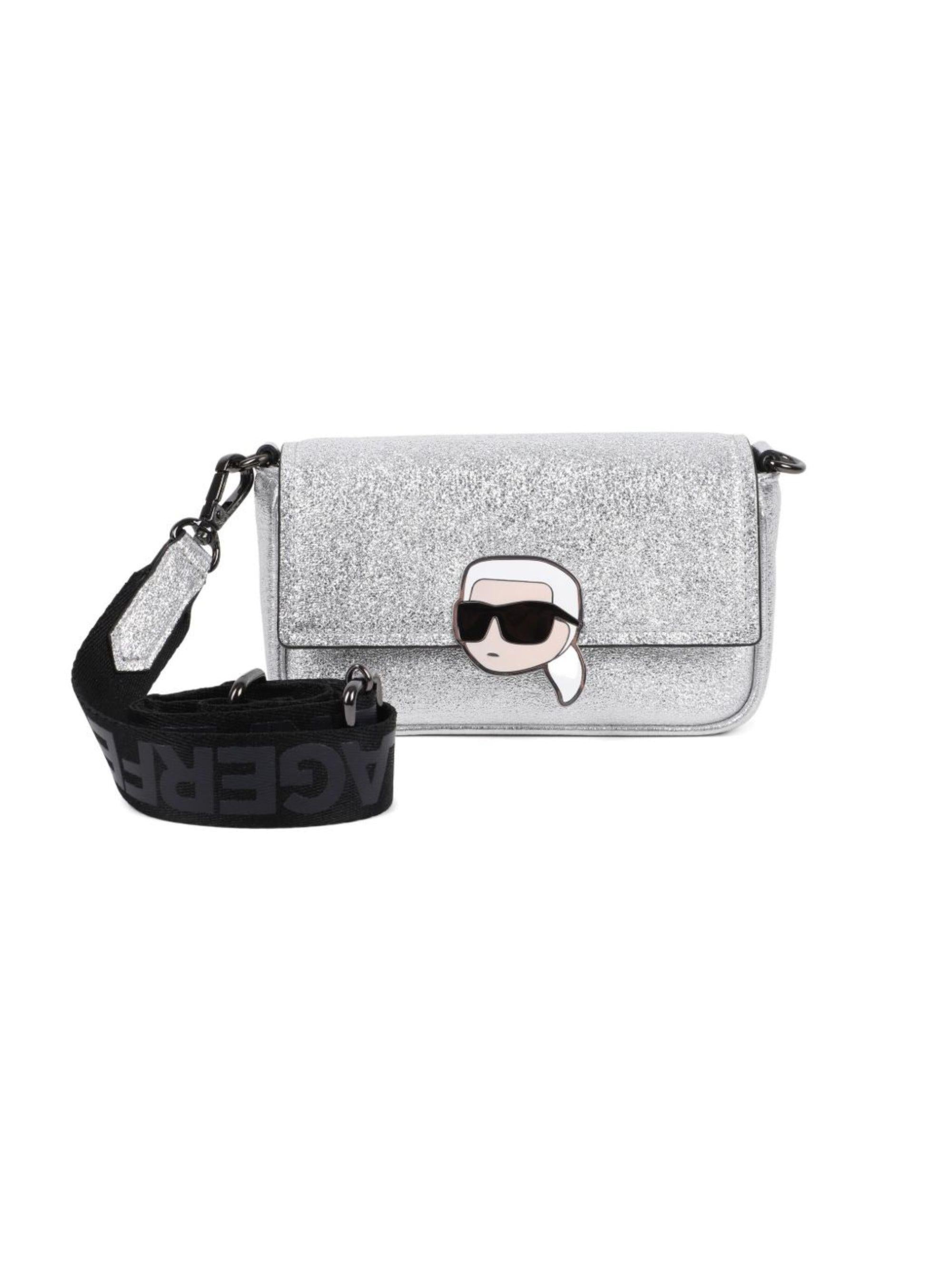 Borsa per bambina Karl Lagerfeld Kids argento con applicazioni glitterate Z31218 016 KARL LAGERFELD KIDS
