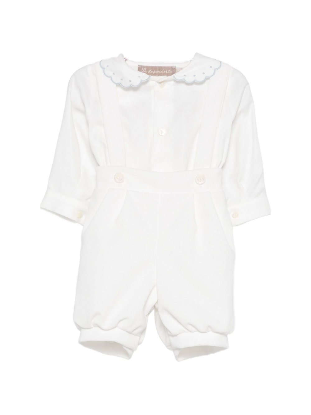 Set camicia e shorts per neonata La Stupenderia bianca con colletto smerlato 1TBCT33 V09AZZ LA STUPENDERIA