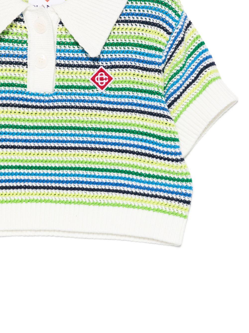 T-shirt per bambina Casablanca Kids multicolor con colletto polo KSP26KW136301 STRIPE CASABLANCA KIDS