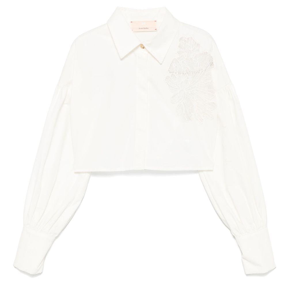 Camicia per bambina Elisabetta Franchi La Mia Bambina bianco con applicazione in pizzo EFCA2630CA235 0000 ElISABETTA FRANCHI