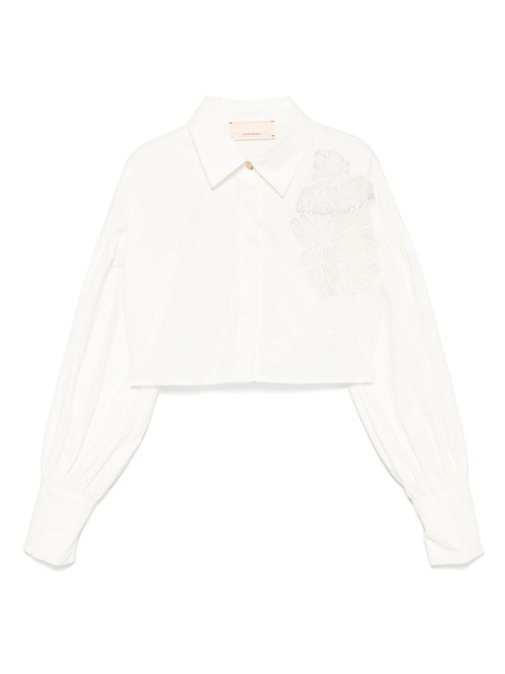 Camicia per bambina Elisabetta Franchi La Mia Bambina bianco con applicazione in pizzo EFCA2630CA235 0000 ElISABETTA FRANCHI