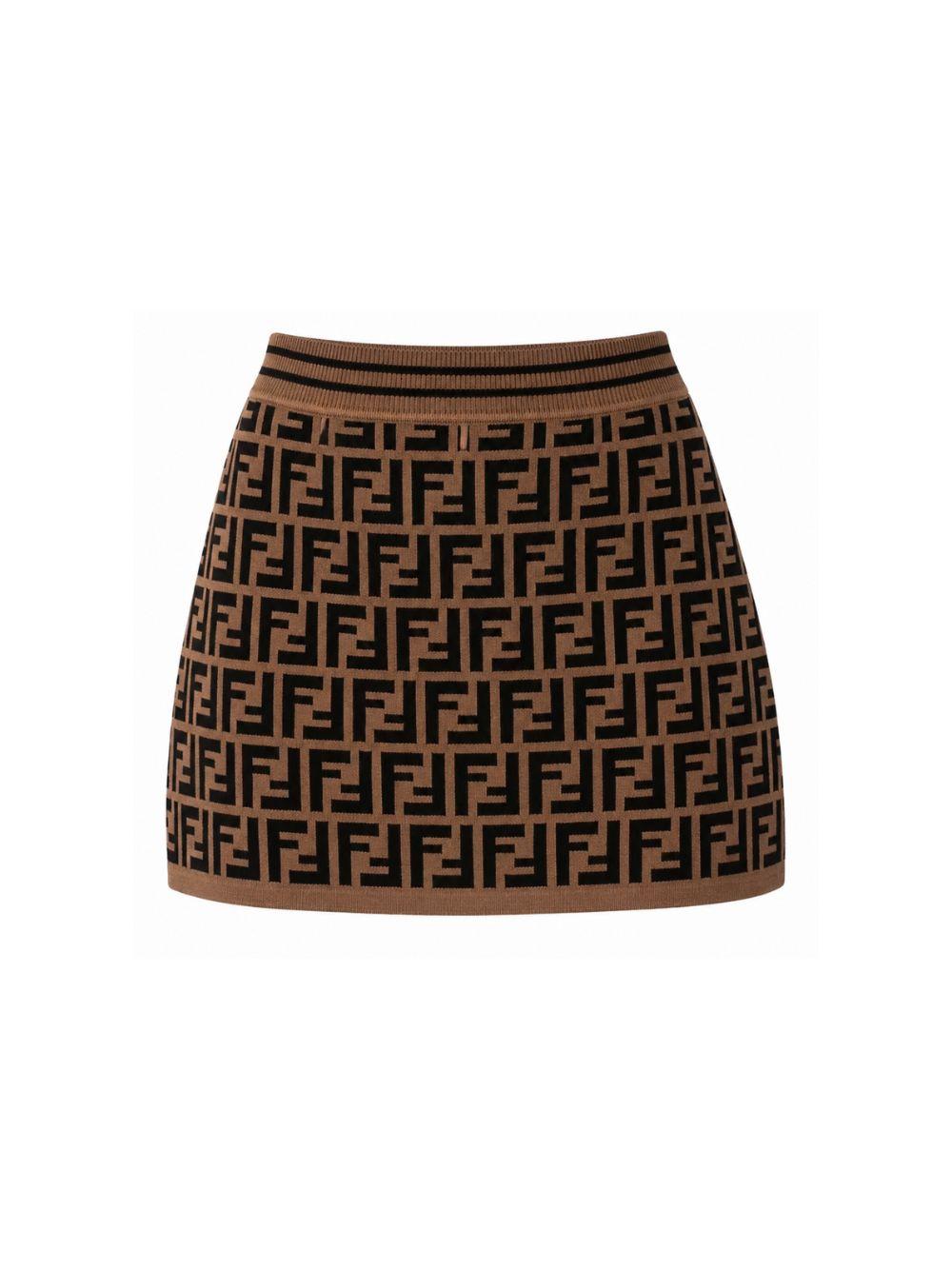 Gonna per bambina Fendi Kids marrone con dettaglio logo FF all-over JFG070 AEYD F15B6 FENDI KIDS