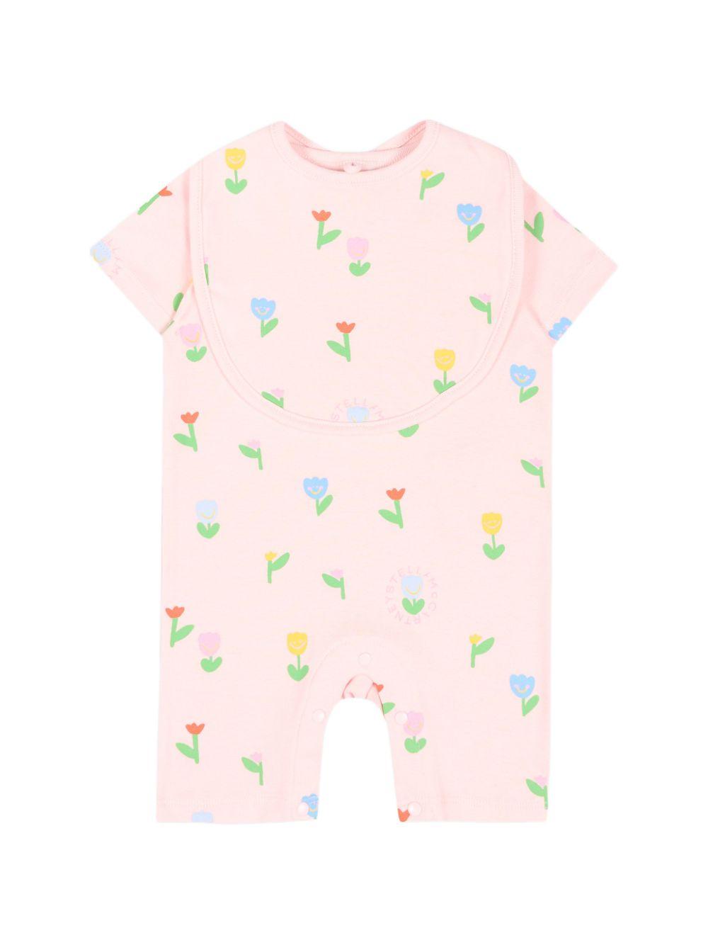 Set tutina e bavaglino per neonata Stella McCartney Kids rosa con stampa all-over TYB030 Z3648 51ZMC STELLA McCARTNEY KIDS
