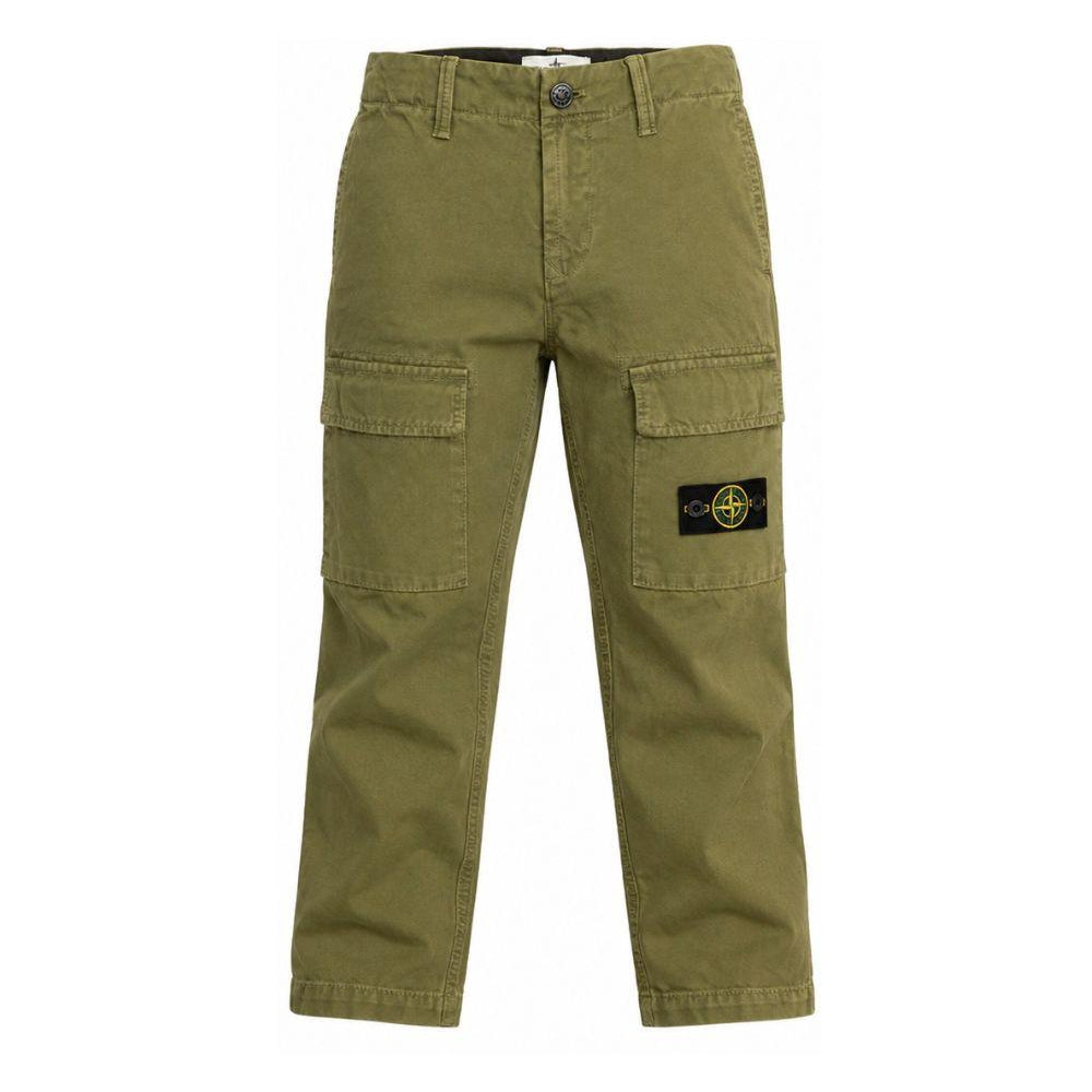 Cargo per bambino Stone Island Kids verde con applicazione Compass L2S163100001S0104 V015G STONE ISLAND KIDS
