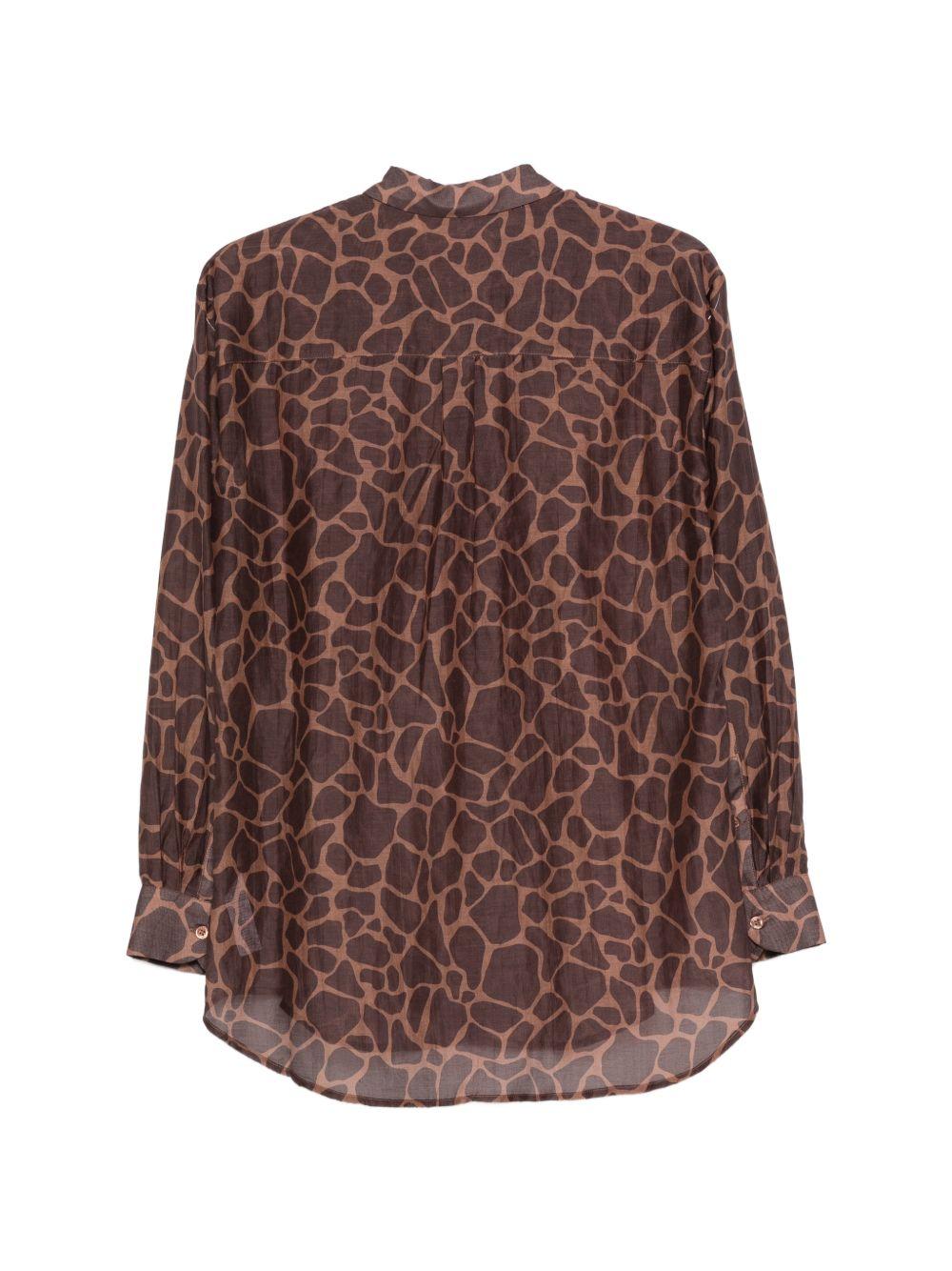 Camicia Brigitte per donna MC2 Saint Barth marrone con stampa animalier BRIG001 03498L MC2 ST. BARTH