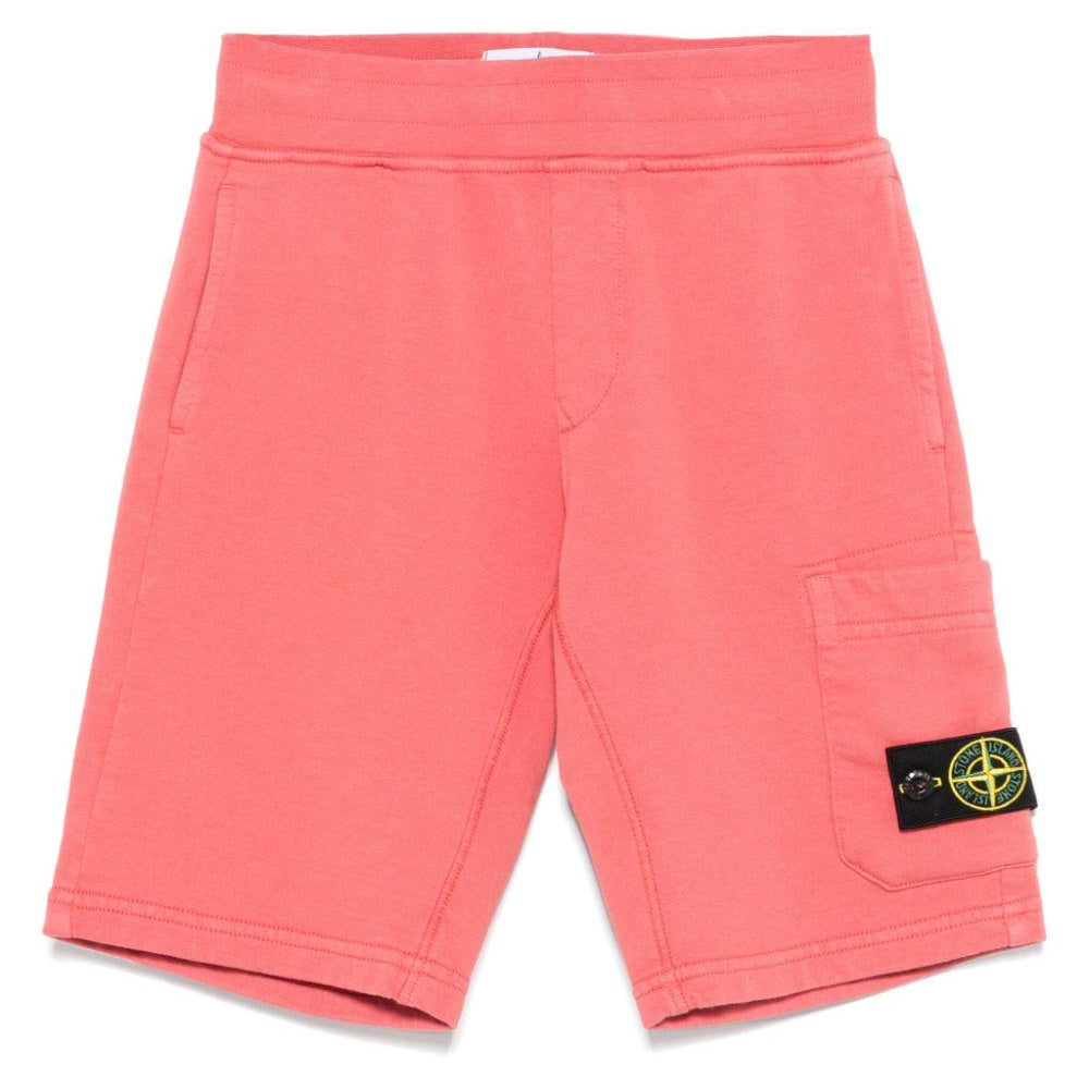 Shorts con applicazione Compass per bambino Stone Island Junior rosa con tasca laterale K1S166200006S0040 V0089 STONE ISLAND JUNIOR