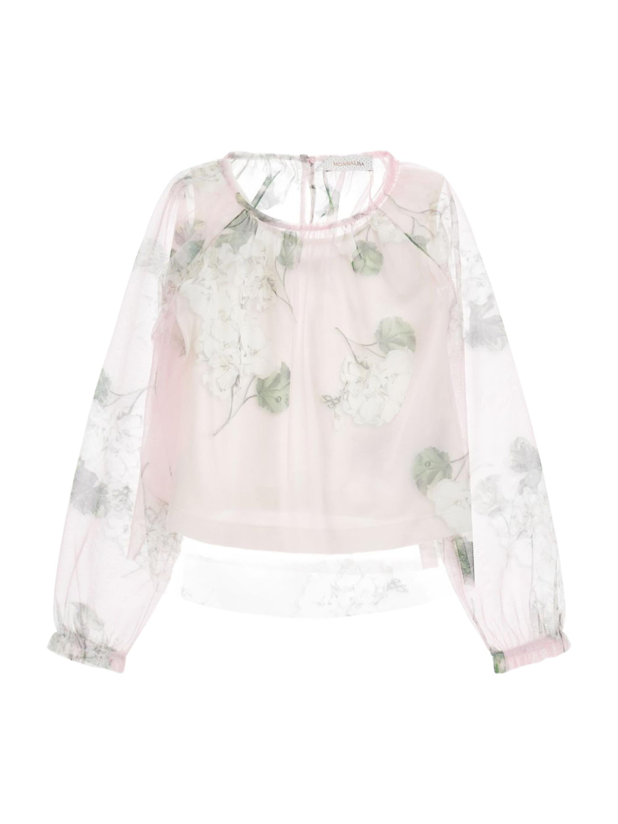 Blusa per bambina Monnalisa rosa chiaro con stampa a fiori 71G308 7657 0091 MONNALISA KIDS