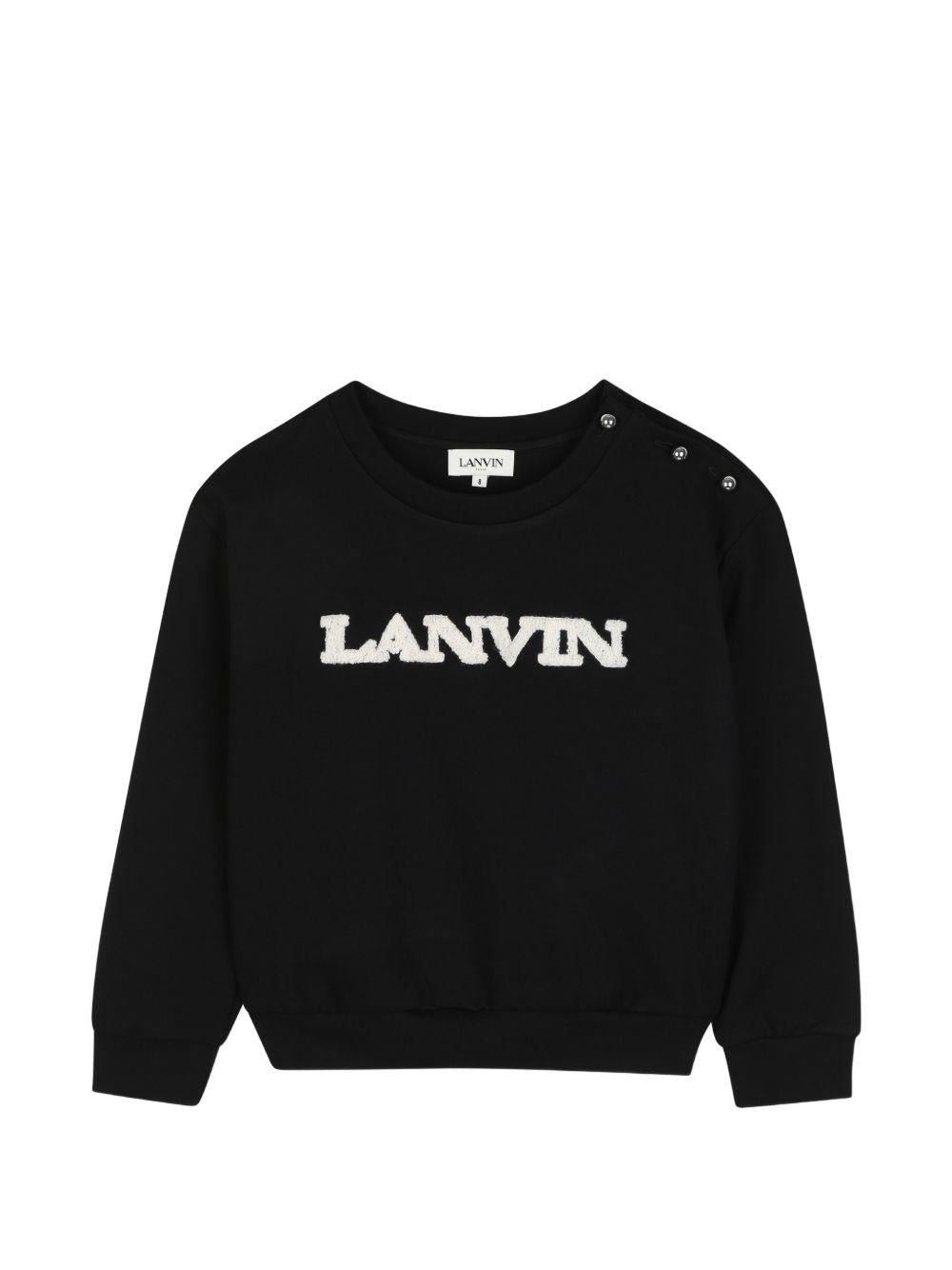Felpa per bambino Lanvin Kids nera con applicazione logo N30402 09B LANVIN KIDS
