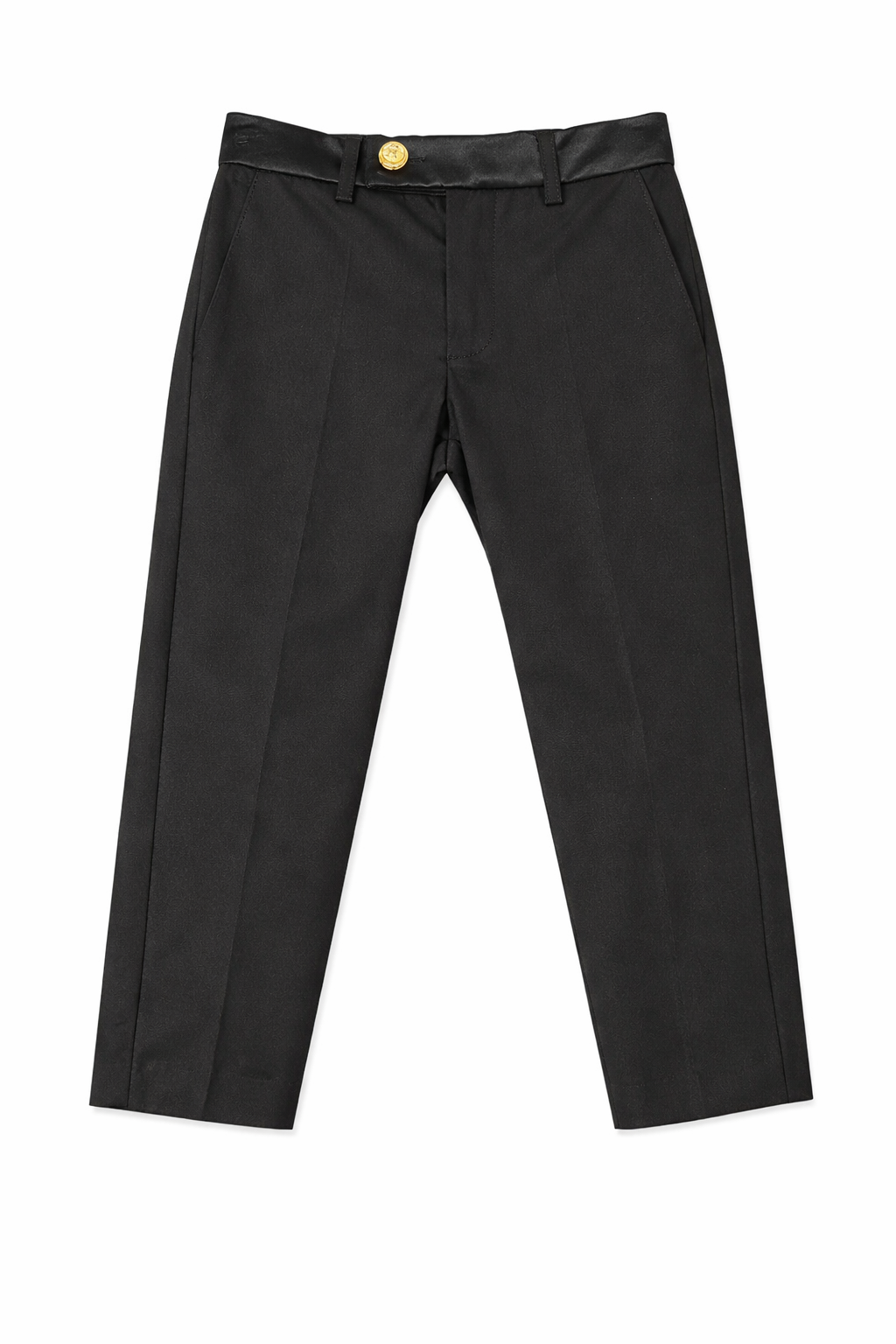 Pantaloni per bambino Balmain Kids neri con dettaglio bottone dorato BY6P70 P0484 930 BALMAIN KIDS