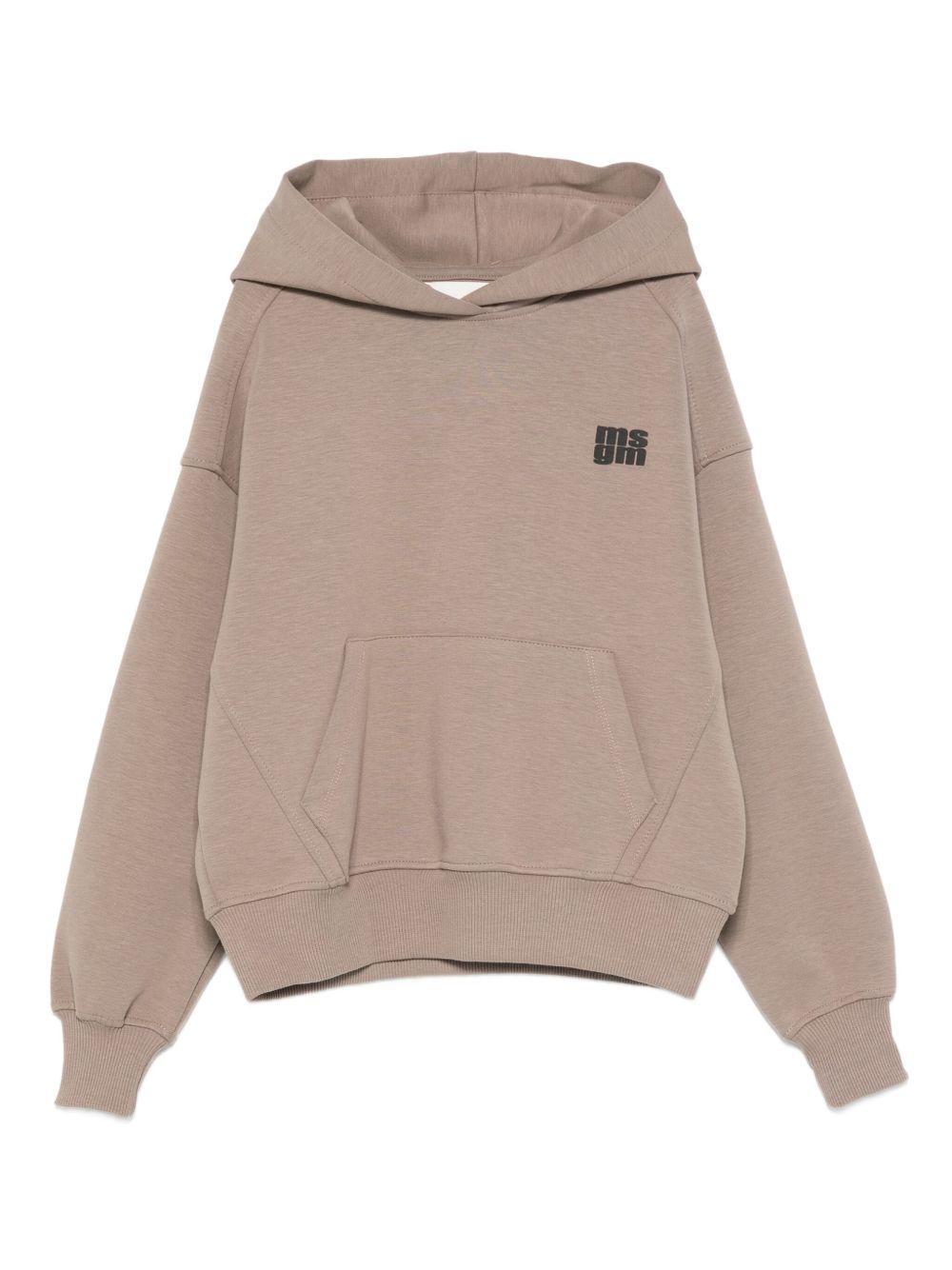 Felpa per bambini MSGM Kids beige con stampa del logo F5MSJUHS052 MS042 MSGM KIDS