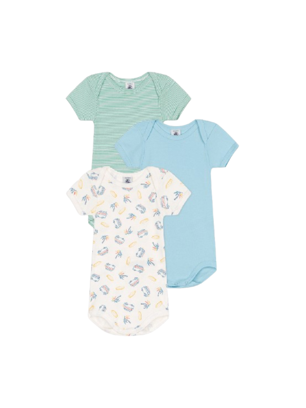 Set di tre body per neonati Petit Bateau multicolore con maniche corte A0CZM 00 PETIT BATEAU