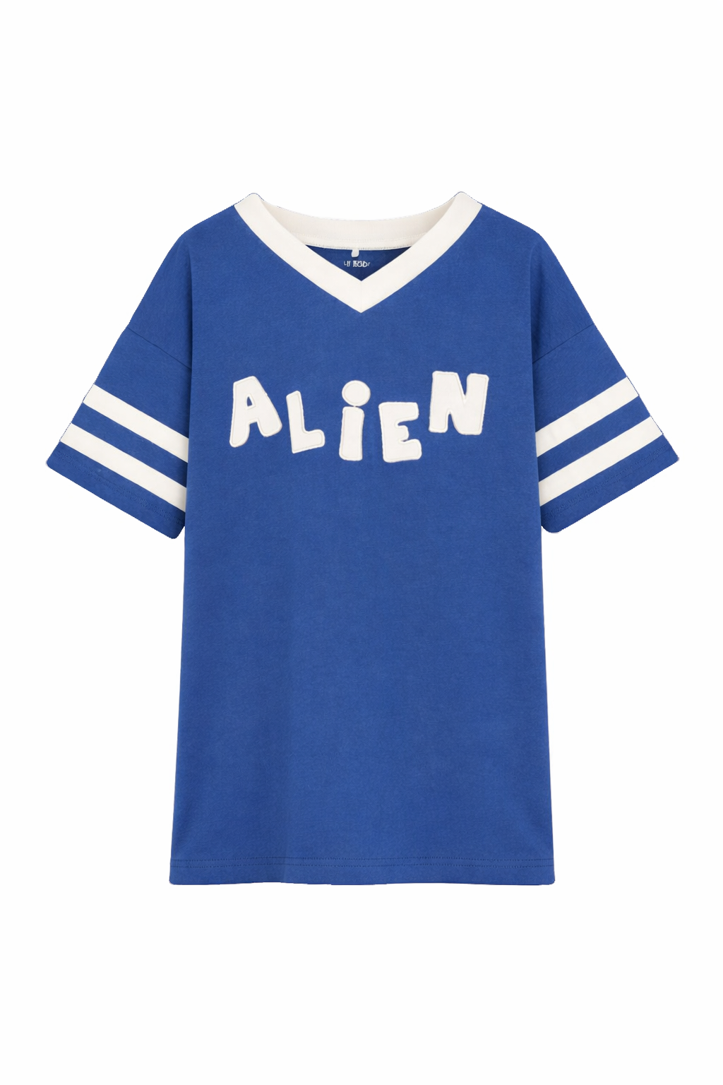 T-shirt per bambino Mini Rodini blu con scritta "Alien" ricamata 26220112 BLUE MINI RODINI KIDS