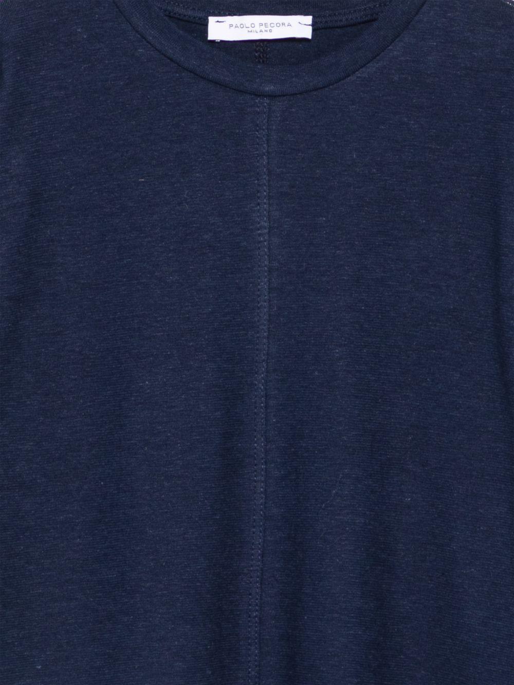 T-shirt per bambino Paolo Pecora Kids blu scuro con cuciture tono su tono PP4366 BLU PAOLO PECORA KIDS