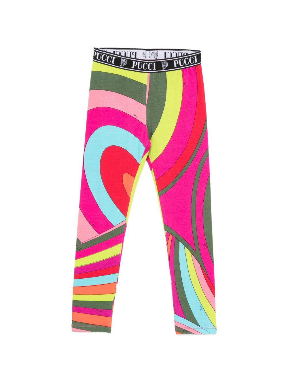 Leggings Mirra per bambina Emilio Pucci Junior multicolore con stampa astratta PZ6A41 Z3346 999 EMILIO PUCCI KIDS