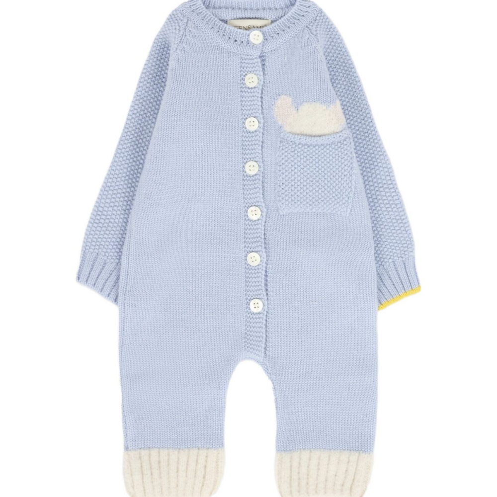 Tutina per neonato Gensami Kids azzurra con chiusura con bottoni TU-PEEKABOO-WE SKY BLUE GENSAMI