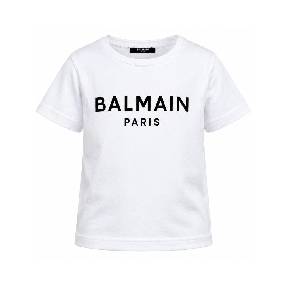T-shirt per bambino Balmain Kids bianca con logo sul davanti BY8R11 Z3672 100NE BALMAIN KIDS