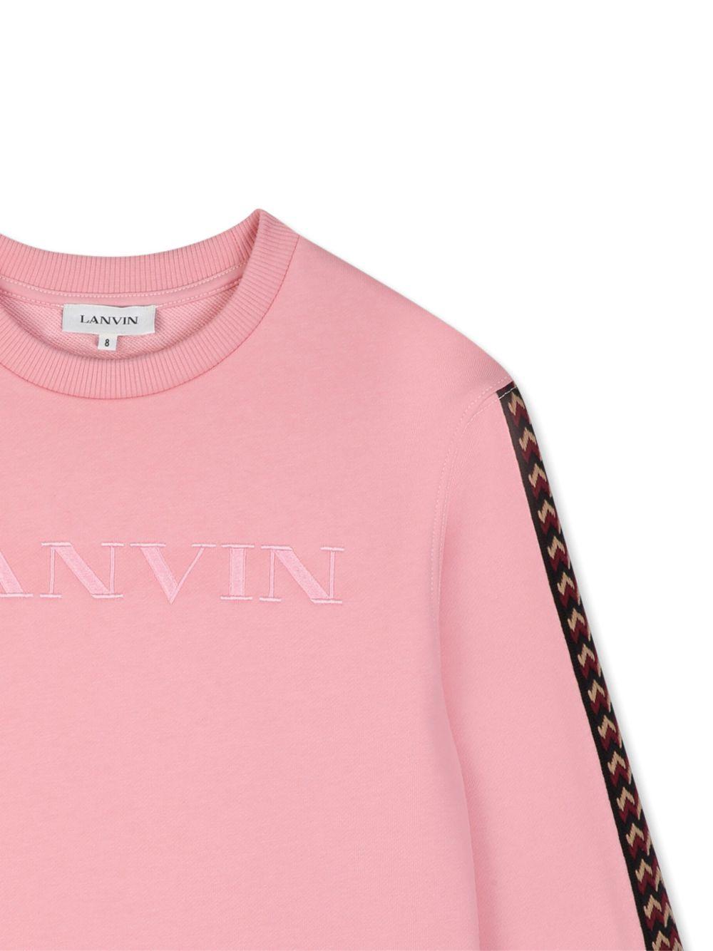 Felpa per bambini Lanvin Enfant rosa con ricamo logo sul davanti N30401 48N LANVIN KIDS