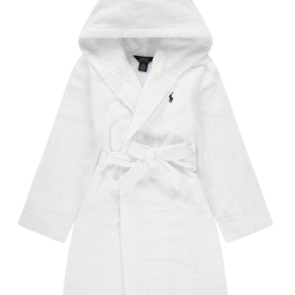 Accappatoio per bambini Polo Ralph Lauren Kids bianco con motivo Polo Pony 9P0188 001 Ralph Lauren kids