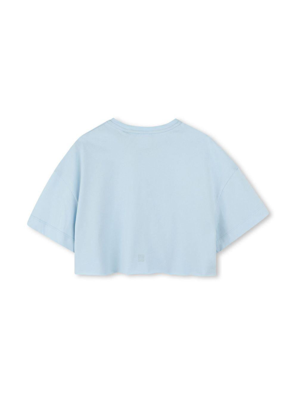 T-shirt con stampa per bambina Givenchy Kids azzurro con orlo dritto H30798 772 GIVENCHY KIDS