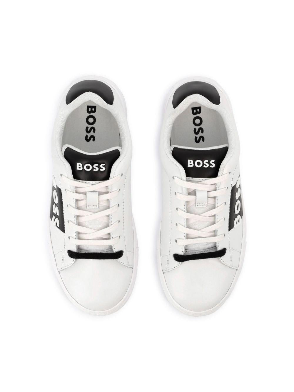 Sneakers per bambino Boss Kidswear bianco con logo goffrato con design color-block J51650 10P BOSS KIDS