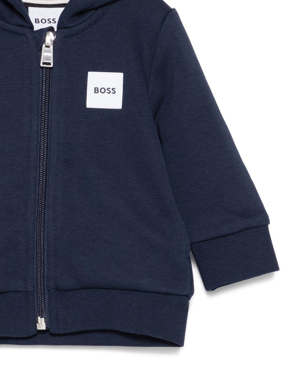 Felpa per neonato Boss Kids blu scuro con zip e cappuccio J52866 849 BOSS KIDS