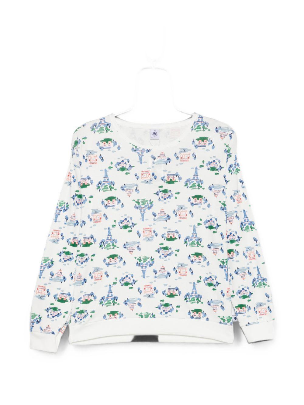 Pigiama per donna Petit Bateau bianco con stampa Torre Eiffel A0GHC 01 PETIT BATEAU KIDS