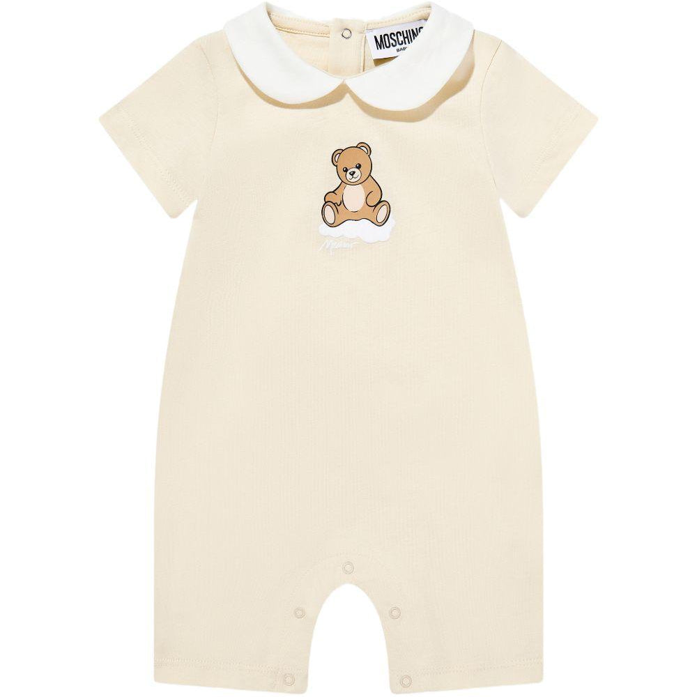 Tutina per neonati Moschino Kids beige con stampa Teddy Bear su nuvola MUT04NLAA03 20404 MOSCHINO KIDS