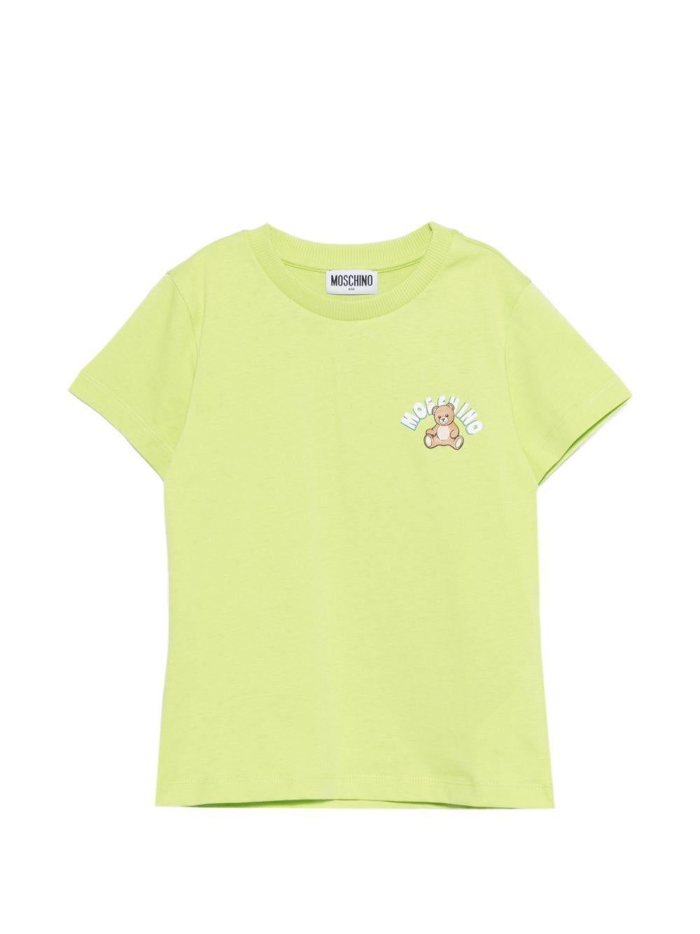 T-shirt per bambini Moschino Kids verde con stampa Teddy Bear HWM058LAA01 30355 MOSCHINO KIDS
