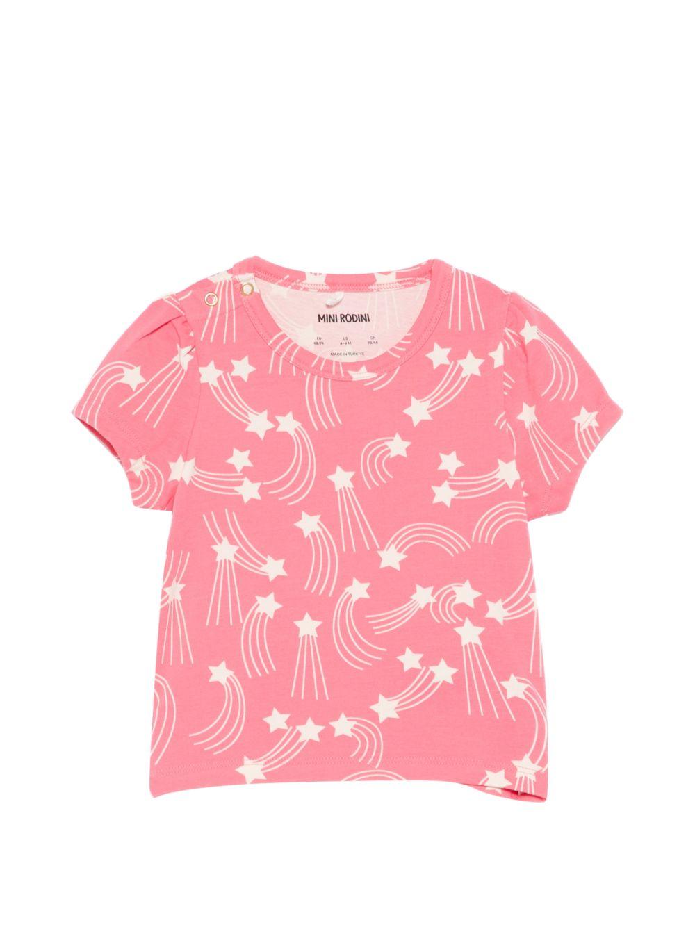 T-shirt per neonata Mini Rodini rosa con stampa stelle all-over 26220149NB PINK MINI RODINI KIDS