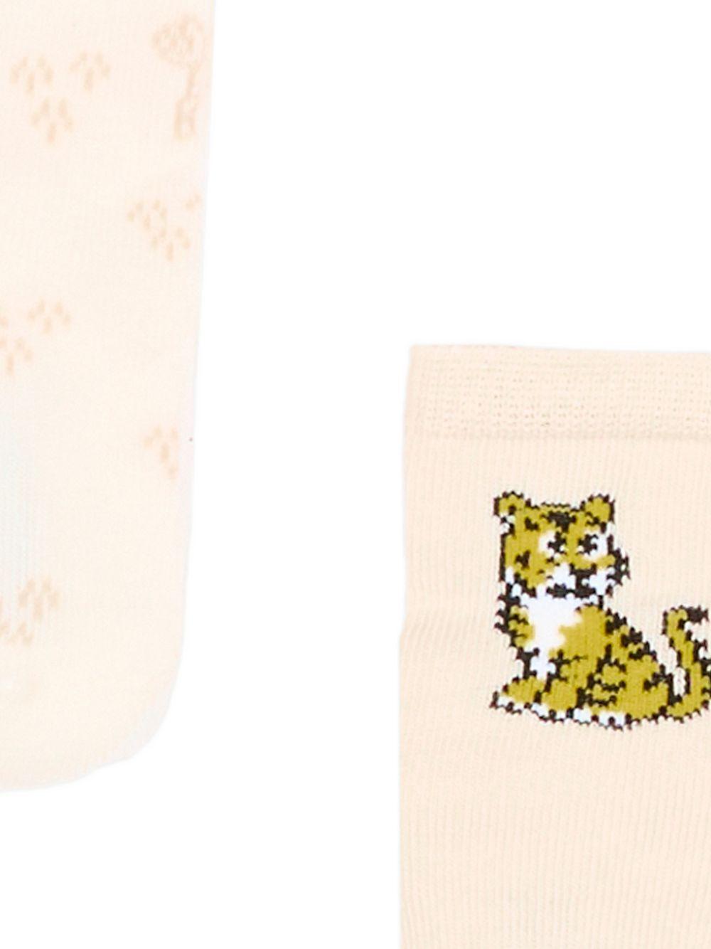Calzini per neonata Kenzo Kids rosa con stampa tigre (2 pezzi) K61824 C21 KENZO KIDS