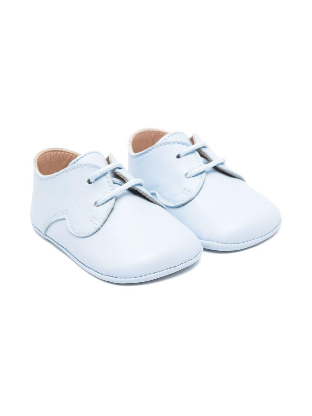 Scarpine primi passi per neonato Eli1957 azzurre con chiusura frontale con lacci 10016AL CELESTE Eli Kids