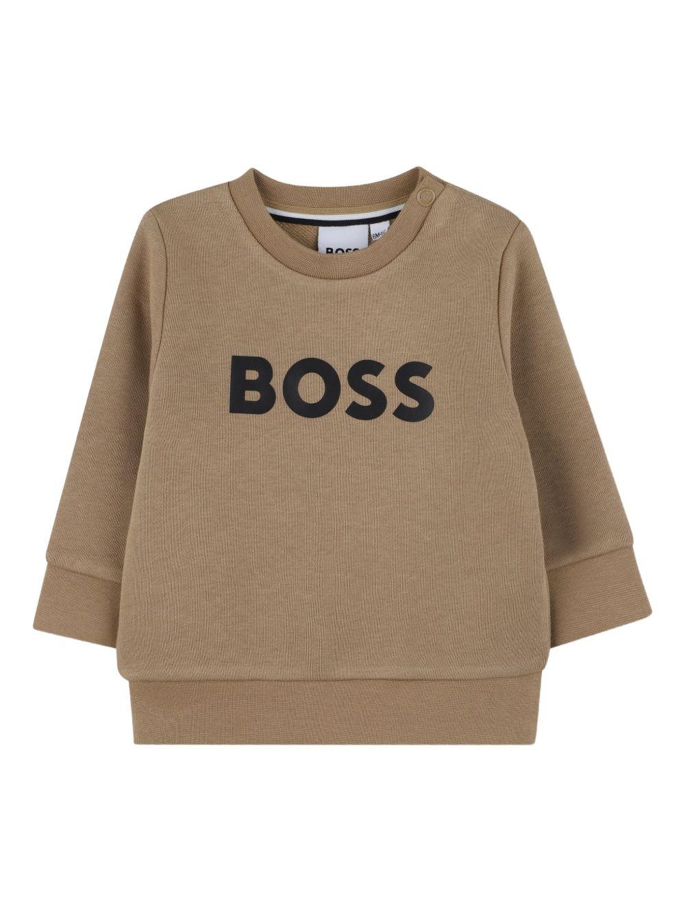 Felpa per neonato Boss Kids marrone con stampa logo J52458 269 BOSS KIDS