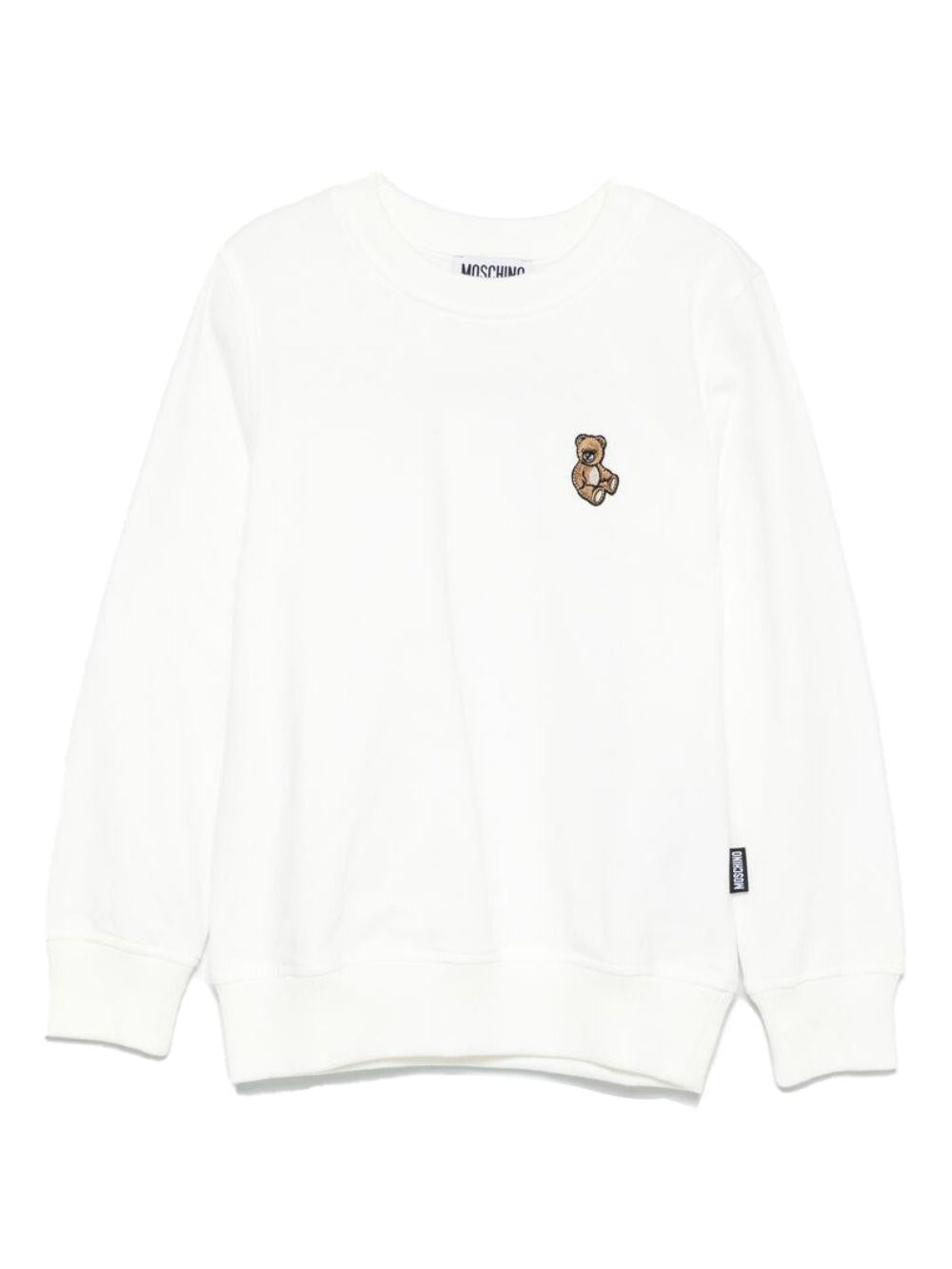 Felpa per bambini Moschino Kids bianca con ricamo Teddy Bear HRF08VLCA40 10063 MOSCHINO KIDS