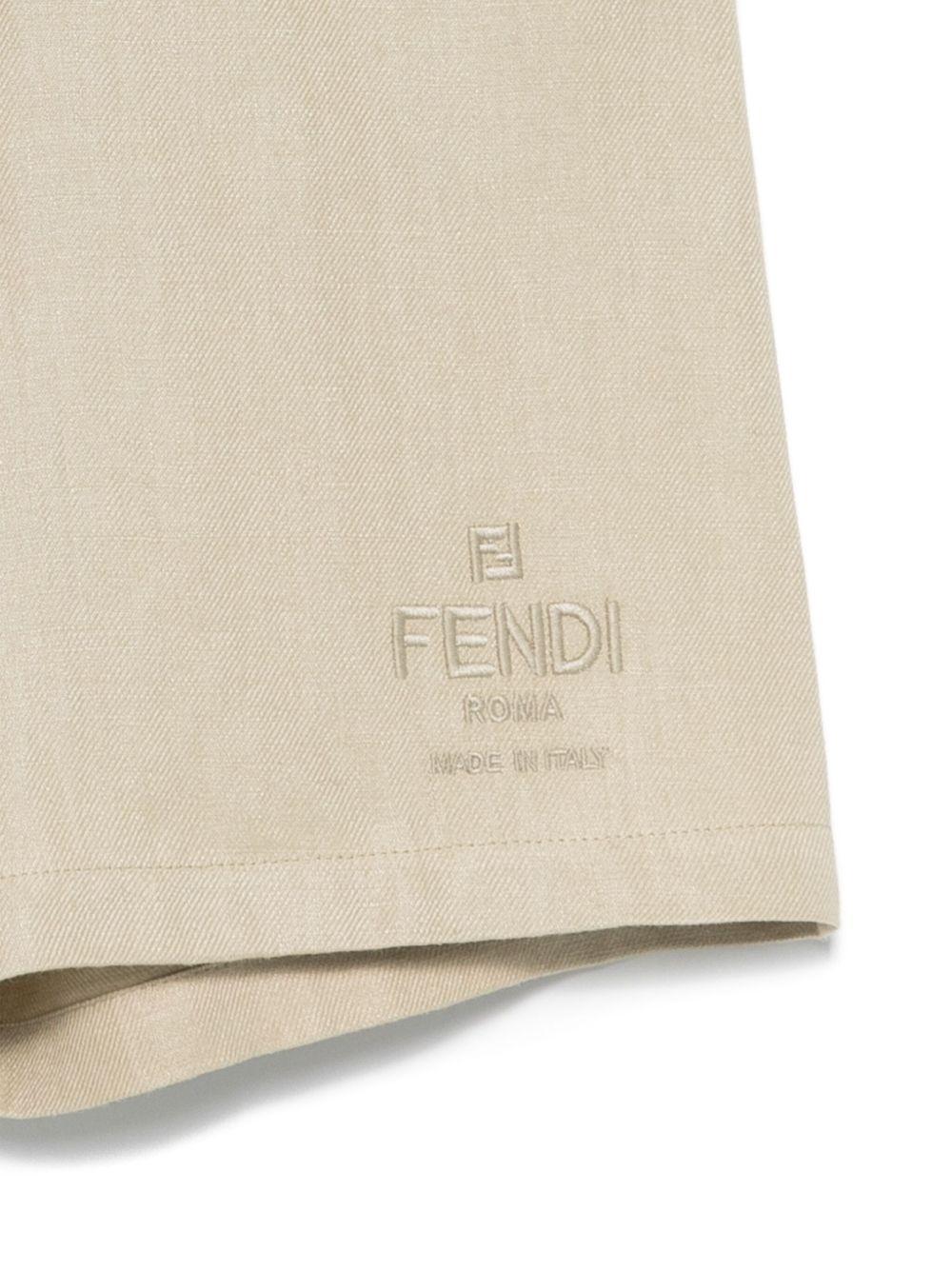 Shorts per bambino Fendi Kids beige con ricamo JMF524 ATRX F019Z FENDI KIDS