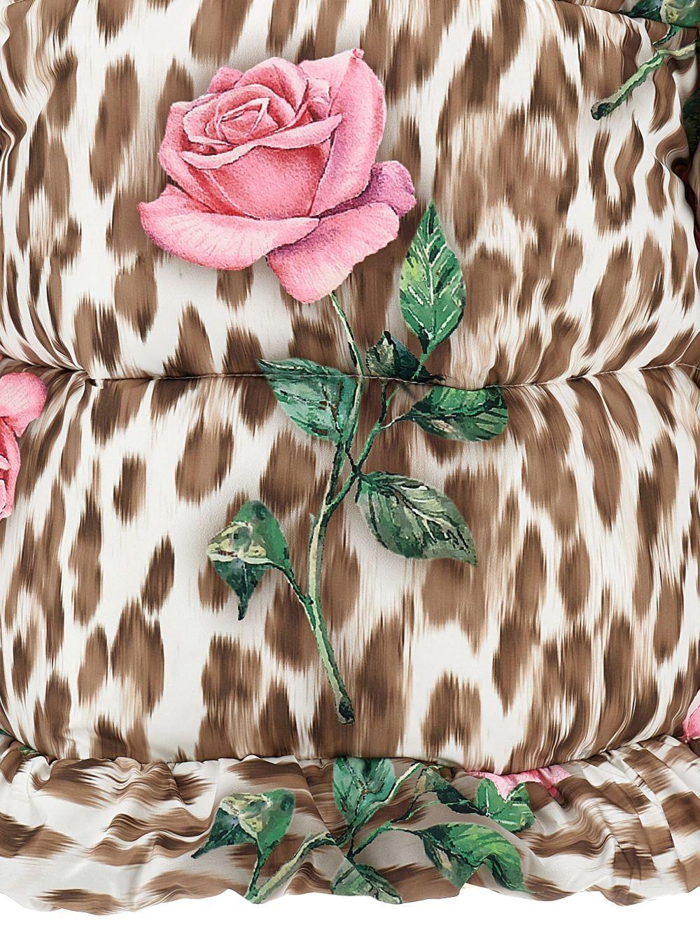 Piumino per bambina Monnalisa marrone a fiori con stampa leopardata 19F103 6025 0080 MONNALISA