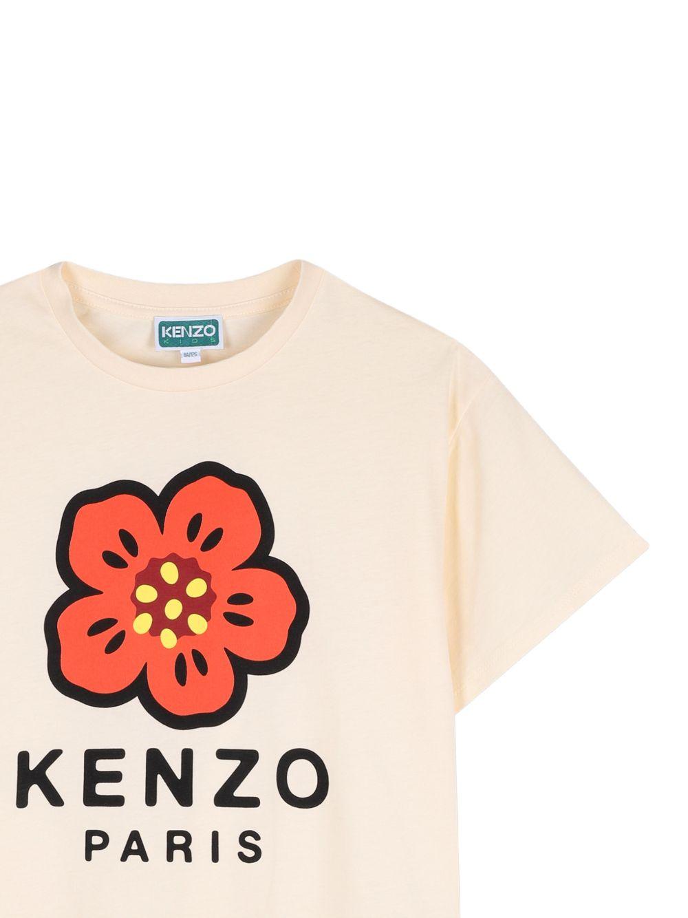T-shirt per bambina Kenzo Kids beige con stampa a fiori K61698 208 KENZO KIDS