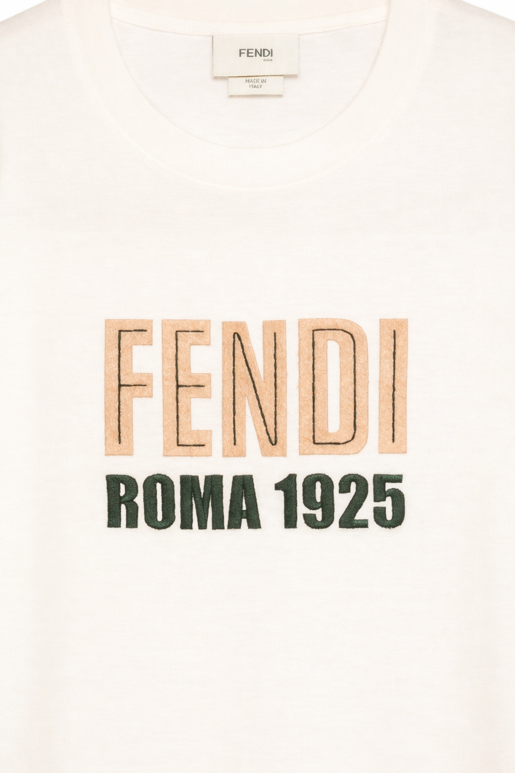 T-shirt per bambino Fendi Kids bianca con logo sul davanti JUI204 7AJ F1PCP FENDI KIDS