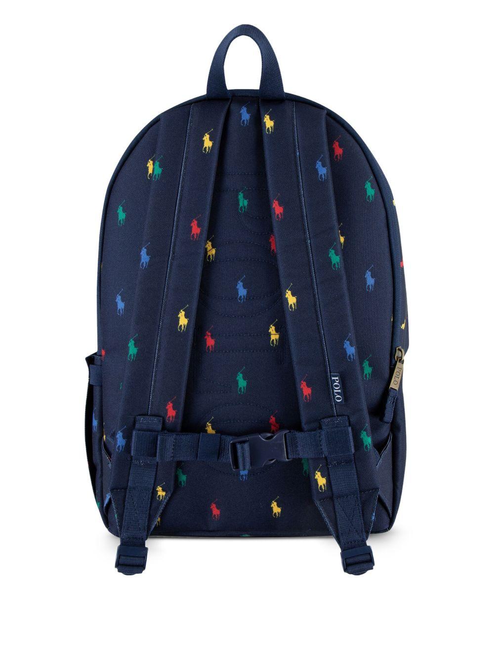 Zaino per bambini Polo Ralph Lauren Kids blu con motivo Polo Pony all-over 9AR153 BCV Ralph Lauren kids