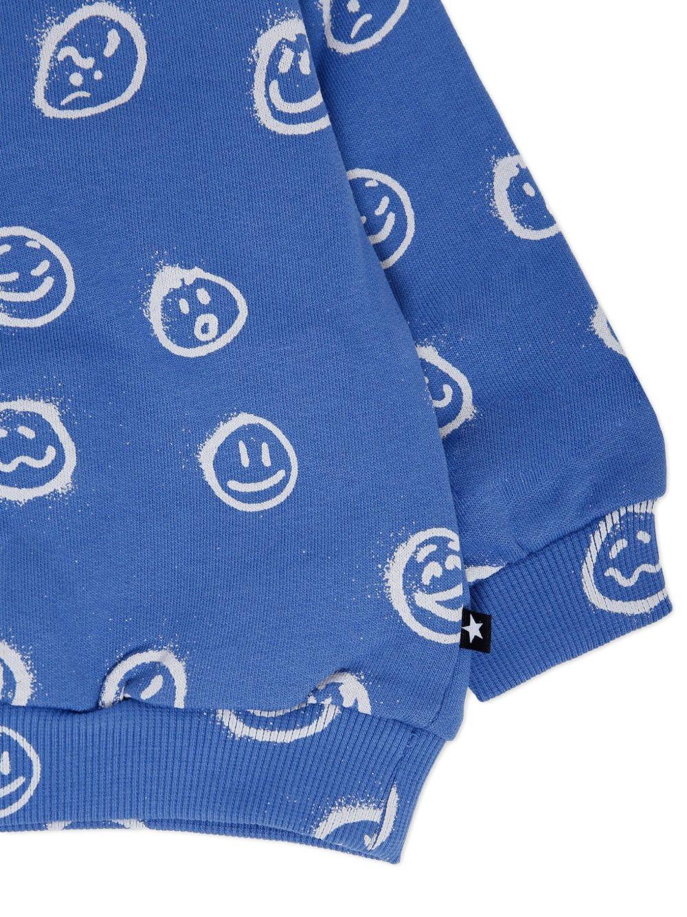 Felpa per neonato Molo blu con stampa smile all-over 6W25J202 9405 MOLO