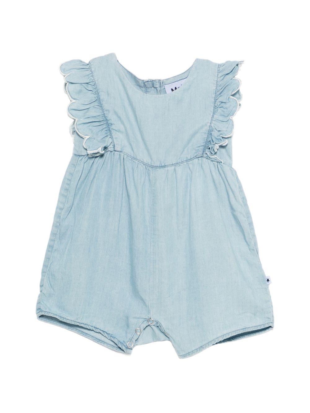 Tutina Fernarda per neonata Molo azzurra con dettgalio volant 4S26B303 5659 MOLO KIDS