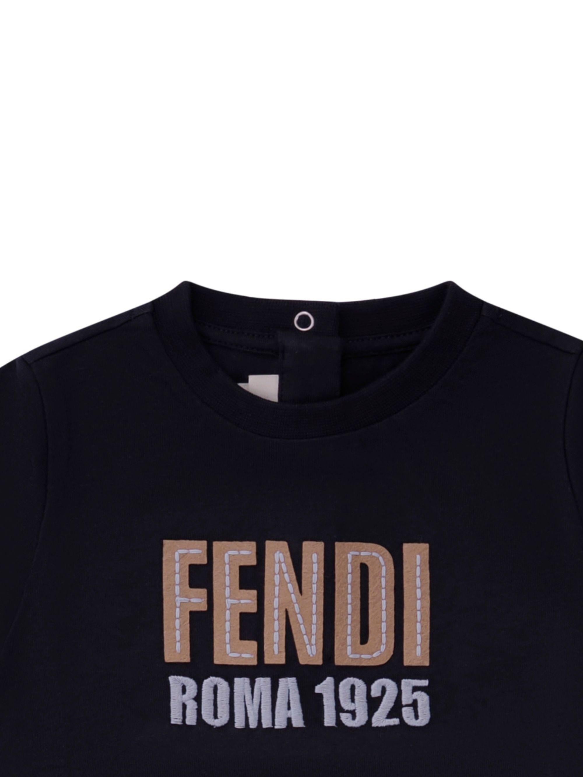 T-shirt per neonato Fendi Kids blu con logo sul davanti BUI111 7AJ F0QG0 FENDI KIDS