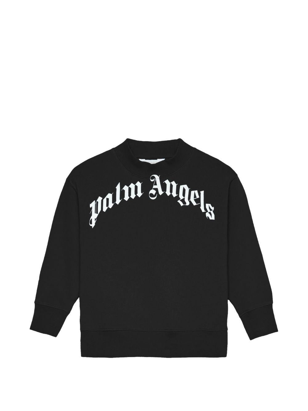 Felpa per bambino Palm Angels Kids nera con logo sul davanti PBBA012S26FLE001 110 PALM ANGELS KIDS