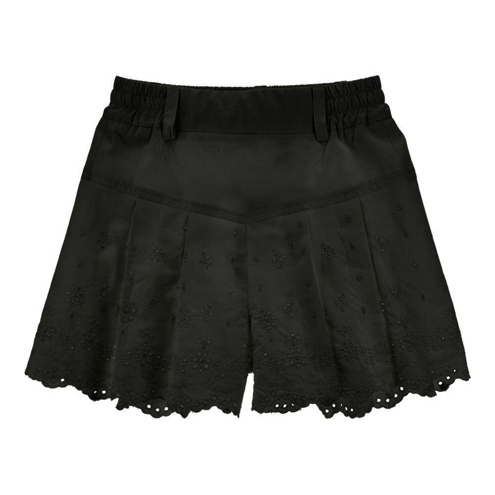 Shorts per bambina Monnalisa neri con orlo a smerlo 17G407 7043 0050 MONNALISA KIDS