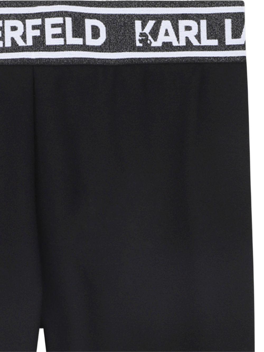 Leggings per bambina Karl Lagerfeld Kids nero con rifinitura con logo Z31128 09B KARL LAGERFELD KIDS