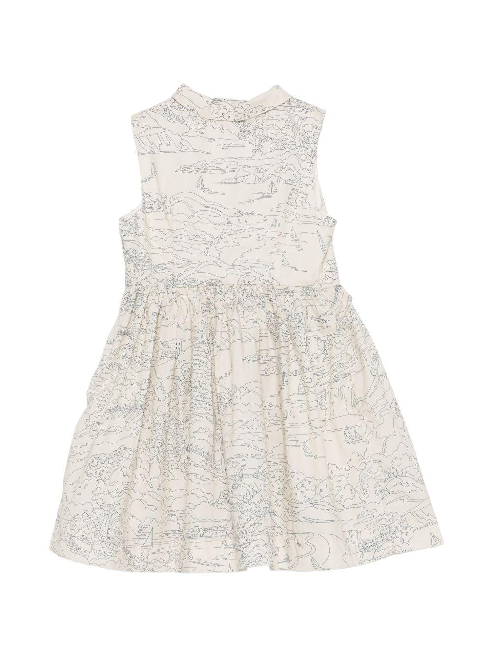 Abito per bambina Bonpoint bianco con stampa grafica all-over S06GDRW00048 677 BONPOINT KIDS