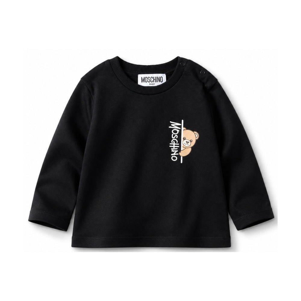T-shirt per neonati Moschino Kids nera con dettaglio Teddy Bear MNO014LAA58 60100 MOSCHINO KIDS
