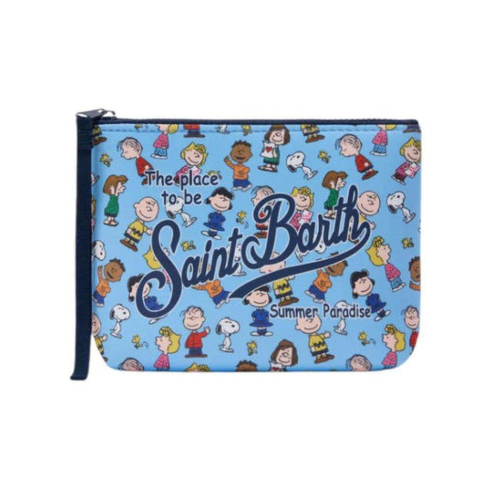 Pochette Aline MC2 Saint Barth x Peanuts azzurra con stampa grafica all-over ALIN001 02290L MC2 ST. BARTH KIDS