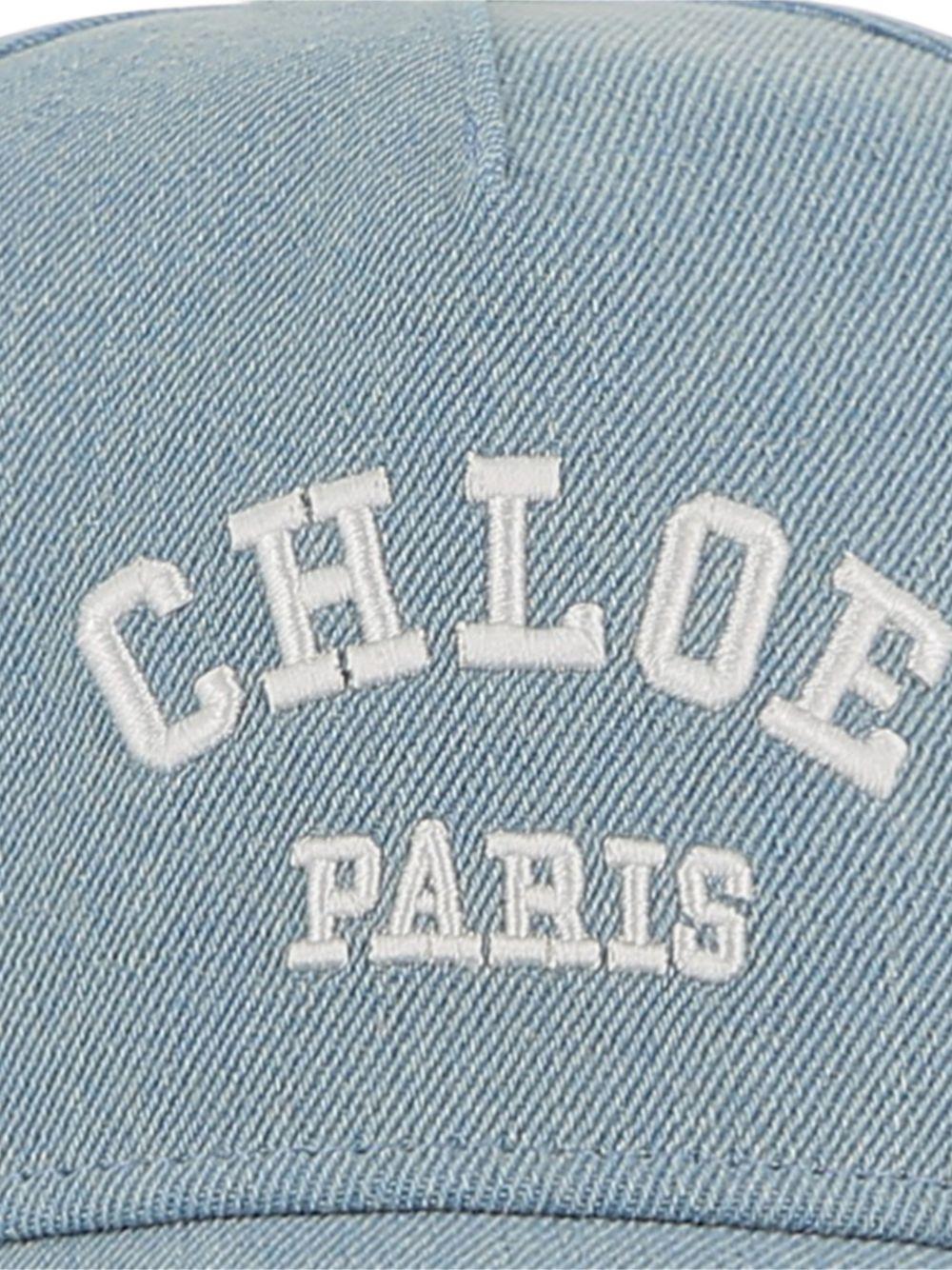 Cappello per bambina Chloé Kids in denim con ricamo logo C20869 Z10 CHLOE' KIDS