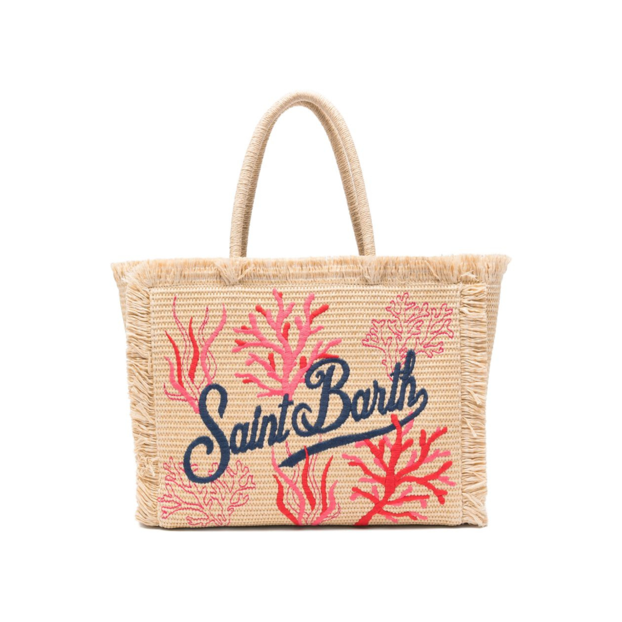 Borsa tote vanity MC2 Saint Barth beige intrecciato con logo ricamato sul davanti VANI021 09064L MC2 ST. BARTH KIDS